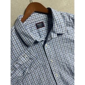 UNTUCKit Men's XXL Tall Durif Wrinkle Free Cotton Blue Check L/S Shirt Button Up